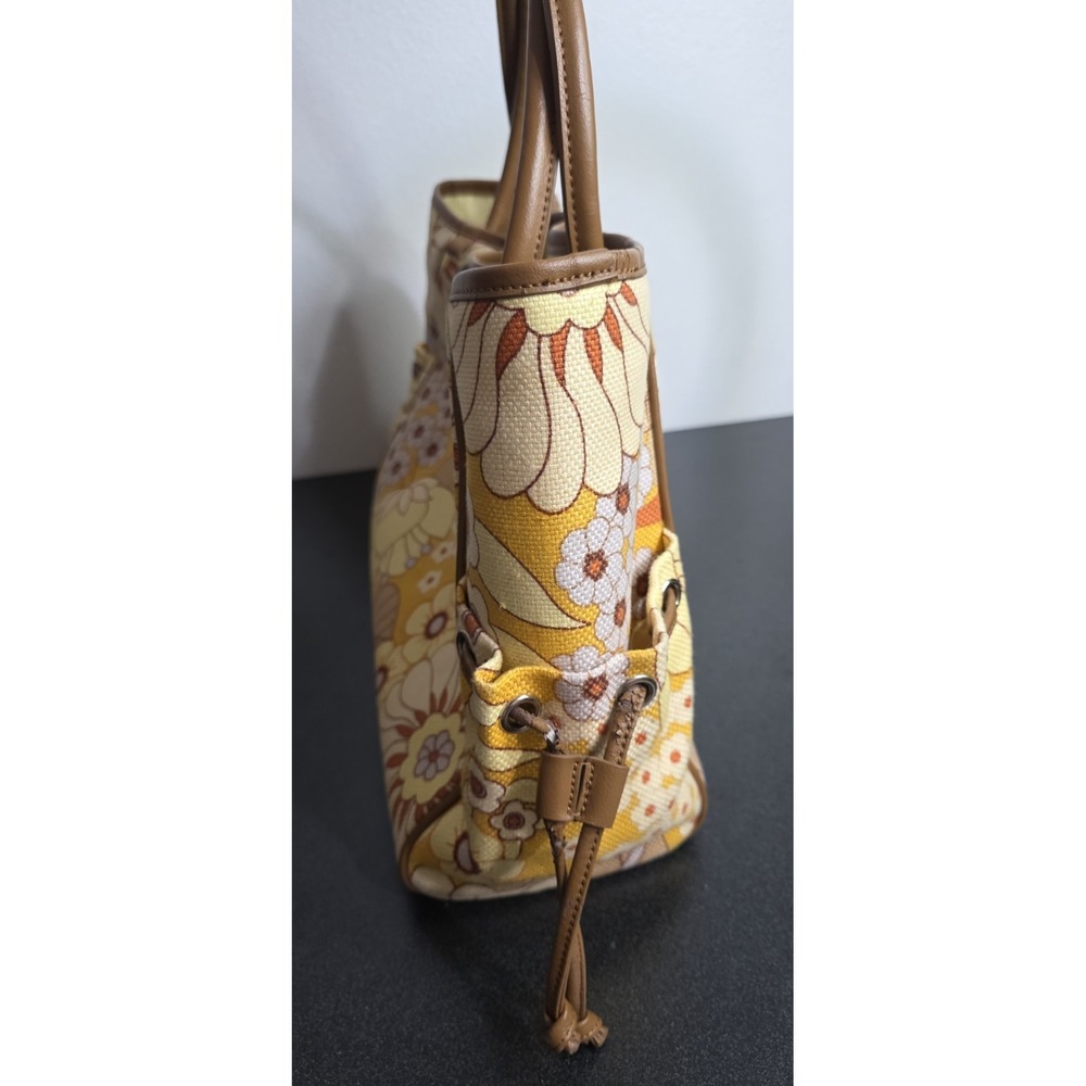 Spartina 449 Summer House Simple Zip Canvas Beach Tote Floral Yellow W/ Coin Bag - Picture 5 of 11